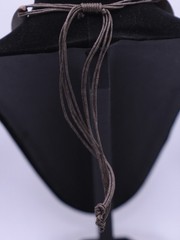 Vintage 1980’s UNIQUE handmade wood, leather, shell MOP length necklace