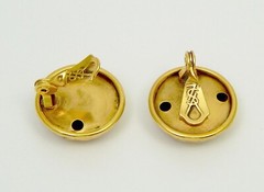 YSL Gold Tone Button Clip On Earrings Yves Saint Laurent Free Ship