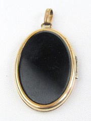 Antique BB Yellow Gold Filled Black Enamel Seed Pearl Flower Basket Locket