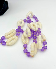 Lot of 5 vintage Necklace, shells, resin, metal and plastic beads, long & small