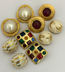 Vintage Jewelry Lot Gold Tone Clip On Earrings