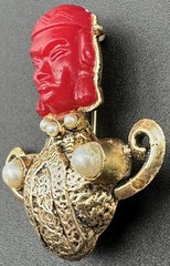 Vintage Selro Selini Asian Thai Princess Brooch Pin Faux Pearls Jewelry Unsigned