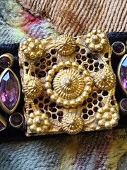 Antique Victorian Fancy Gold-Filled Amethyst Velvet Choker Necklace or Bracelet