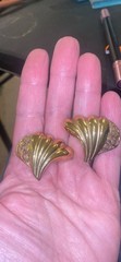 Vintage Gold Tone Art Deco Design Clip On Earrings Scroll/Fluted Beauty