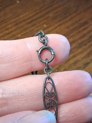 Antique Victorian 800 Silver Filigree Chain 31-32″ Missing Bead See Pics/Descrip