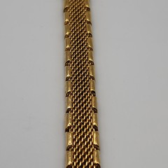 Vintage Gold Tone Filagree Link Open Work Slide Over Woven 7″ Mesh Bracelet Gift