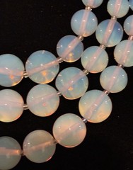VTG CZECH Art Deco Graduated OPALINE GLASS Triple Strand Festoon Swag NECKLACE