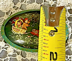VTG Russian Wooden Lacquer Hand Painted Troika Brooch Pin Made in USSR Signed 2″