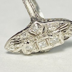 Art Deco Platinum Filigree 0.24ctw Diamond Size 5.5 Ring 3.7g