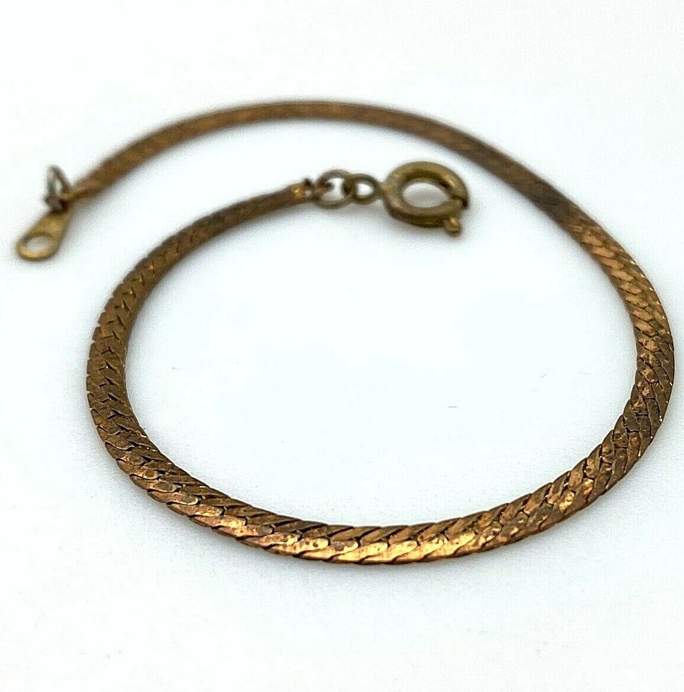 Vintage Brass Plated Snake Chain Bracelet (7 Inches) (FC43)