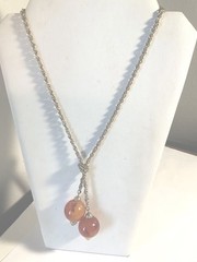 Vintage 1960s Silver Tone Resin Ball Tie Rope Chain Necklace 24” 24mm Balls