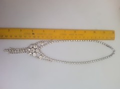 Vtg Luxury Rhinestone jewelry set Statement Crystal Silver Clasp Bib Tone Clear