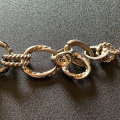 Vtg SilverT Bracelet 74 Grams 7.25”L Chunky Rhinestone Faux Pearl Rings Toggle