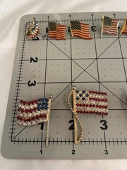 USA Patriotic Jewelry Lot AMERICAN FLAG PINS BROOCHES Rhinestones Red White Blue