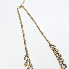 Rhinestone Gold Tone Choker Necklace Multiple Dangles Adjustable Length 16-18″