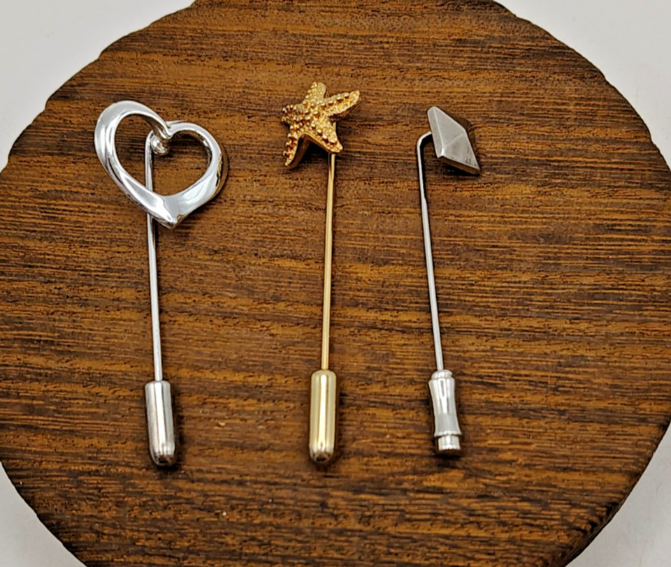 Vintage Sarah Coventry Gold & Silver Tone Sea Star Heart Triangle Stick Pins