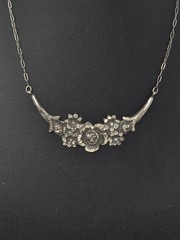 Antique Sterling Silver Floral Rose Necklace 17″ Art Nouveau Art Deco Vintage