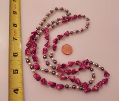 purple lavender bead & faux pearl 38″ necklace strand