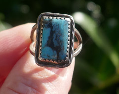 Vintage Southwest Style Sterling Silver & Turquoise Ring – Size 4.25