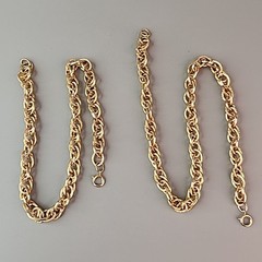 Vintage Chain Necklace Lot of 2 Curb Link Rope Gold Tone