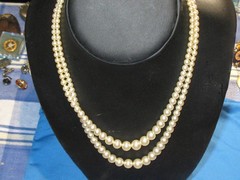 Vintage Graduated no knot Pearl Double Strand 18” Necklace Sterling Silver Clasp