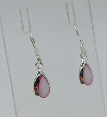 925 Pink Chalcedony Teardrop 1in Drop Earrings Sterling Silver Bezel Set Pear