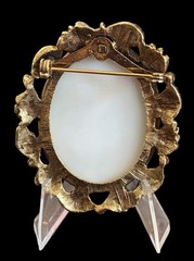 Vintage Hand Painted Porcelain Cameo Brooch Portrait Of Auguste Strobel 1891