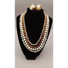 Vintage multi-strand necklace with matching earrings