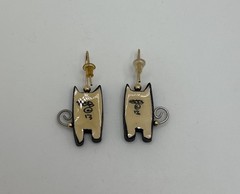 Vintage Southwestern Style Cat Earrings Multi Colored Jewelry