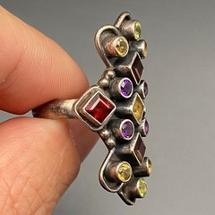 Vintage Multiple Stones Sterling Silver Ring Size 6