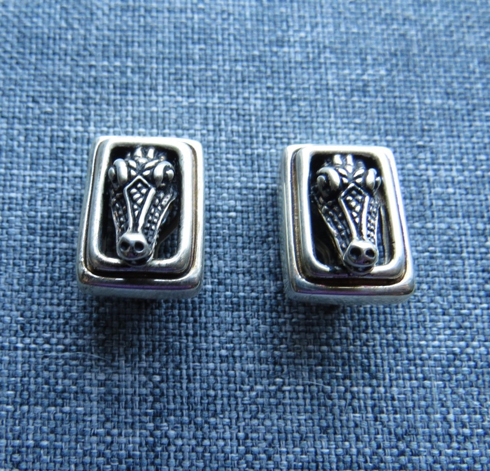 VINTAGE 1996 STERLING SILVER B. KIESELSTEIN-CORD CLIP-ON ALLIGATOR EARRINGS