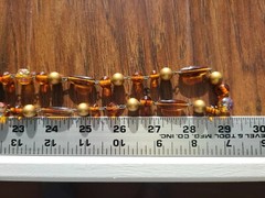 Marvella Amber Colored Glass Gold Beads With Metal Connectors Signed Slide Clasp