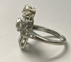Platimum Art Deco Diamond Cocktail Ring with GIA Gemologist Appraisal Sz 6