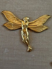 Vintage NOS Brass Fairy Stampings Art Nouveau Winged Nymph Jewelry Findings Lot