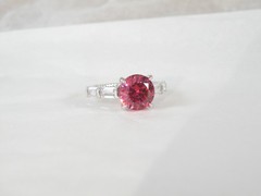 Vintage Sterling Silver 925 Simulated Pink Sapphire Unique Ring Size 7