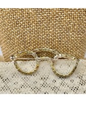 Vintage Rhinestone Blue Glasses Eye Glasses Spectacles Silver Tone Brooch Pin