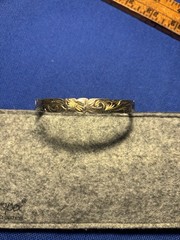 VTG Sterlng Silver Two Tone Hawaiian Etched Floral Bangle Bracelet Hawaiian +14g