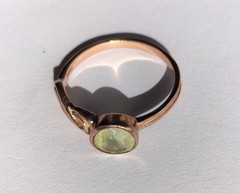 Vintage Rose Gold Plated Silver & Prehnite Ring, Infinity Theme, P (17.75 mm)