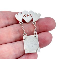 Vintage Sterling Silver 925 XOX Heart Charm Picture Holder