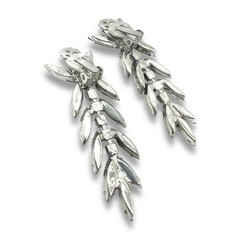 BOOK PIECE “Juliana” D&E Hematite Navette Dangle Clip Earrings Delizza & Elster