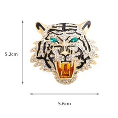 Big Roaring Tiger Head Brooch Rhinestone 3D Pin Unisex Party Casual Cool Gift