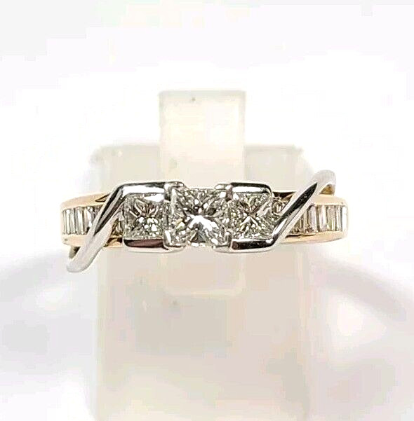 Princess and Baguette .60 Carat Diamond 14k Gold Engagement Ring Size 6