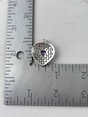 Vintage 925 Sterling Silver Deco Marcasite Purple Amethyst Heart Pendant