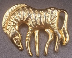 Vintage Gold-Tone Zebra Brooch Pin With Textured Design & Secure Clasp