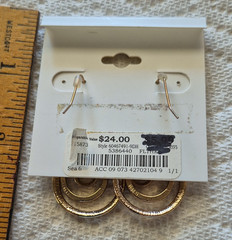 Anne Klein Vintage Earrings Gold plate crystal 3 teardrop dangle pierced