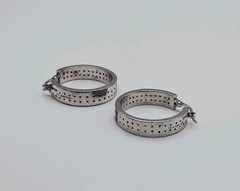 FAS Sterling Silver CZ Double Lined 21mm Hoop Earrings
