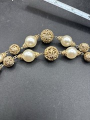 Vtg Monet Avon Gold Tone Filigree Ball Orb Bracelet, Necklace Dangle Earrings