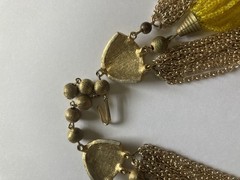 Vintage multi-strand beaded yellow and gold collar necklace