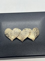 Sterling silver triple heart etched brooch pin