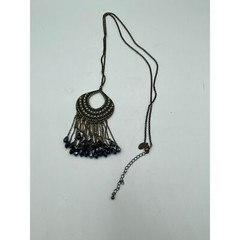 Vintage Antique Gold Tone Medallion Beaded Necklace Boho Necklace